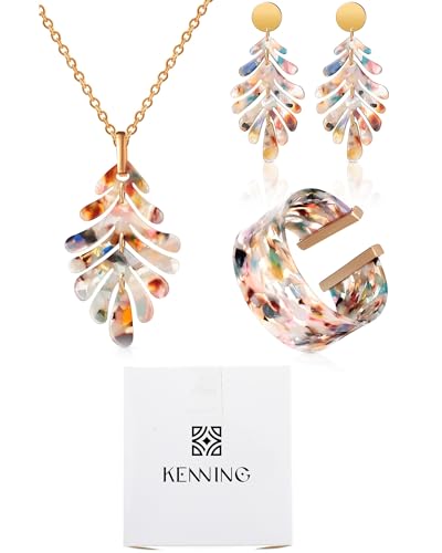 Kenning 4-Piece Acrylic Jewelry Set: Earrings, Necklace, Bracelet