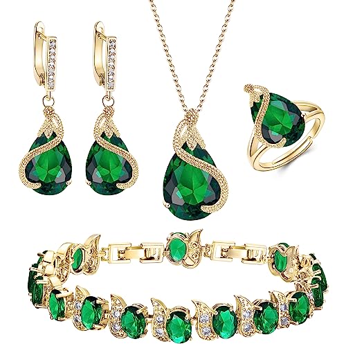 Emerald Birthstone Bridal Jewelry Set for Women