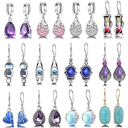 Teardrop Druse Crystal Dangle Earrings Set