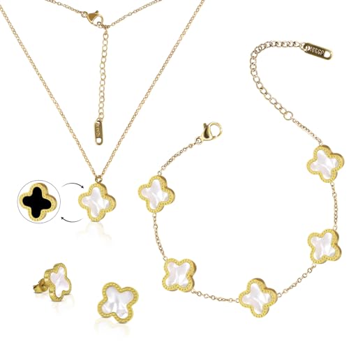 Cute Double-Sided Lucky Clover Jewelry Set