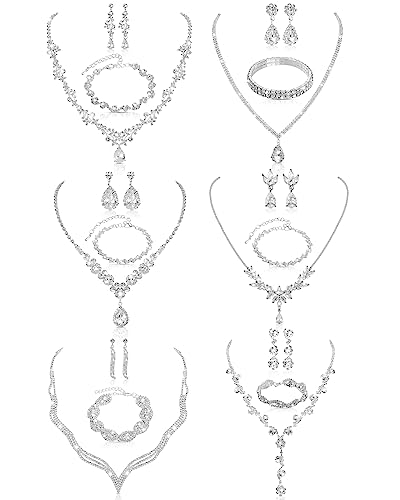 Elegant Silver Crystal Jewelry Set for Brides