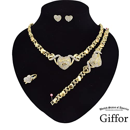 14K Gold Filled Jewelry Set for Women: Bracelets, Necklaces, Earrings