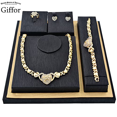 14K Gold Filled Jewelry Set for Women: Bracelets, Necklaces, Earrings