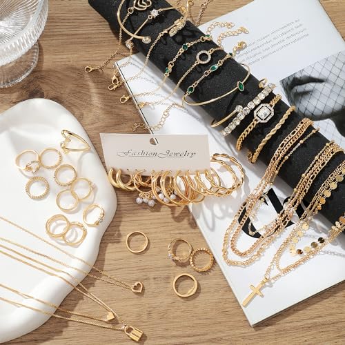 ZOVOLI Gold Jewelry Set: Earrings, Ring, Bracelet, Necklace