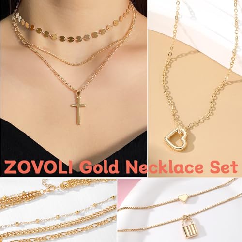 ZOVOLI Gold Jewelry Set: Earrings, Ring, Bracelet, Necklace
