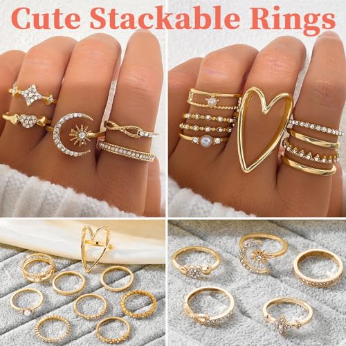 ZOVOLI Gold Jewelry Set: Earrings, Ring, Bracelet, Necklace