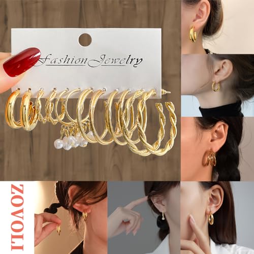 ZOVOLI Gold Jewelry Set: Earrings, Ring, Bracelet, Necklace