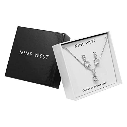 Silver-Tone Crystal Necklace and Earrings Set by Nine West