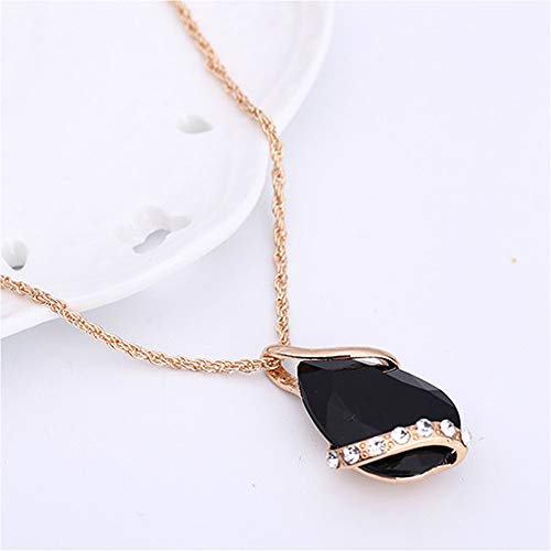 Black Crystal Pendant Necklace and Earring Set