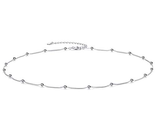Dainty Satellite Bead Choker Necklace in Silver