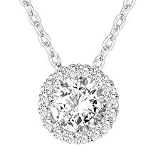 PAVOI Faux Diamond Solitaire Pendant Necklace in White Gold