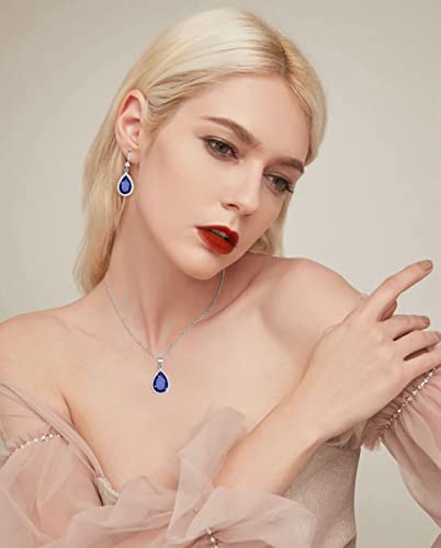 Teardrop Pendant Necklace & Dangle Earrings Set for Women