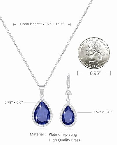 Teardrop Pendant Necklace & Dangle Earrings Set for Women