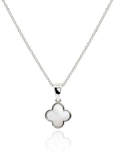 Dainty Four Leaf Clover Necklace with Mother of Pearl