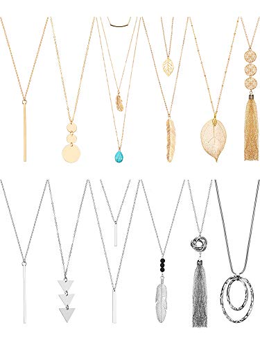 12-Piece Women's Long Pendant Necklace Set