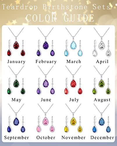 Teardrop Pendant Necklace & Dangle Earrings Set for Women