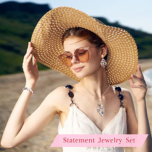 Colorful Acrylic Floral Necklace Bracelet Earrings Set ×2
