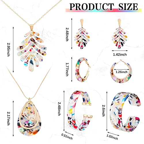 Colorful Acrylic Floral Necklace Bracelet Earrings Set ×2