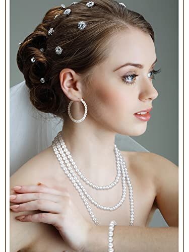 8-Piece Pearls Set: Necklace, Earrings, Bracelet for Women