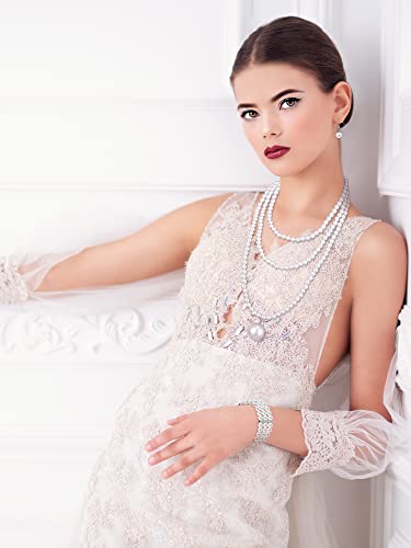 8-Piece Pearls Set: Necklace, Earrings, Bracelet for Women