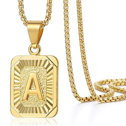 Gold Plated Initial Letter A Pendant Necklace