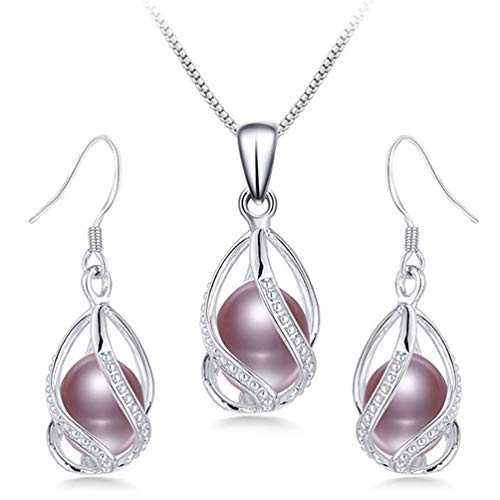 Freshwater Pearl Jewelry Set: Earrings & Pendant, 925 Silver