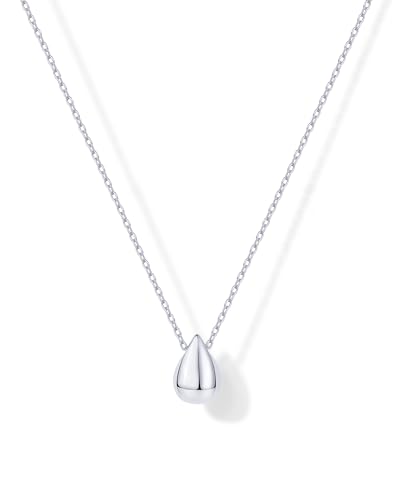 Dainty Pear Pendant Necklace in Rhodium Plating