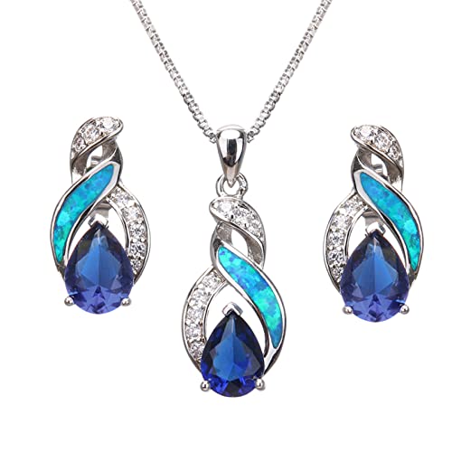 Opal Necklace and Earrings Set for Mother's Day