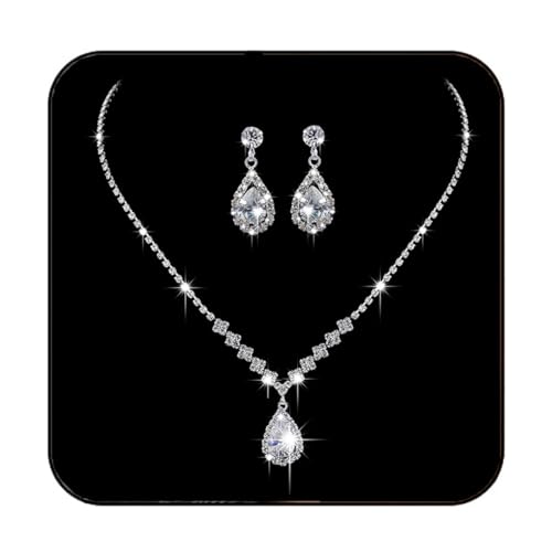 JAKAWIN Crystal Bridal Jewelry Set - Necklace, Earrings, Choker