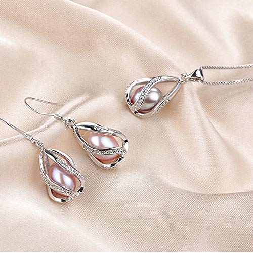 Freshwater Pearl Jewelry Set: Earrings & Pendant, 925 Silver