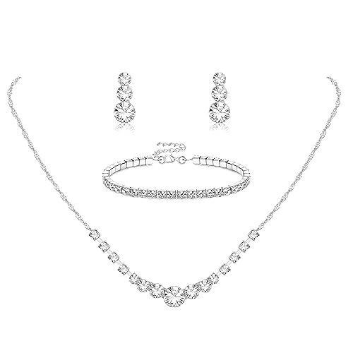 Crystal Rhinestone Bridal Jewelry Set for Wedding or Prom