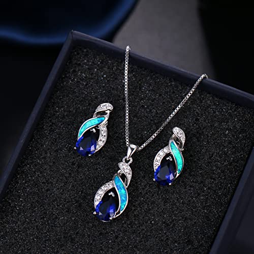 Opal Necklace and Earrings Set for Mother's Day