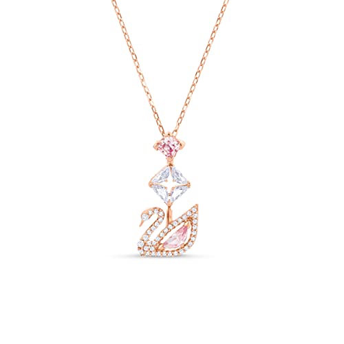 Rose Gold Tone SWAROVSKI Swan Pendant Necklace with Crystals