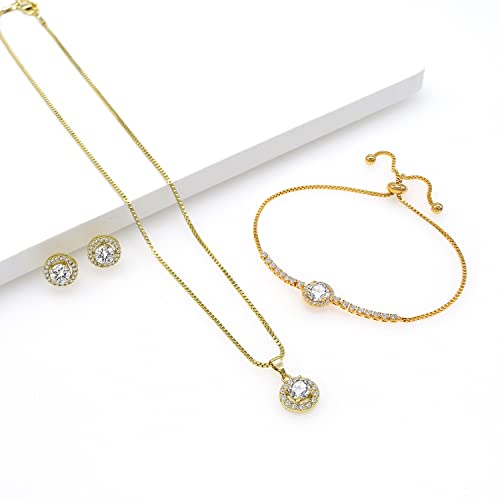 Gold Round Jewelry Set for Women - Bridal & Party