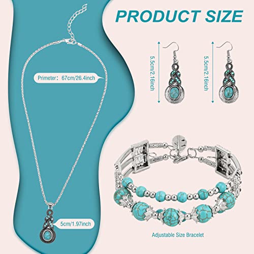 Western Turquoise Jewelry Set for Women, Vintage Style
