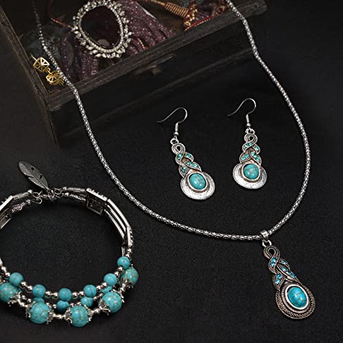 Western Turquoise Jewelry Set for Women, Vintage Style