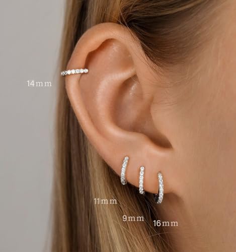 Silver Hoop Earrings Set: 4 Pairs for Women
