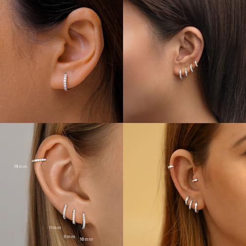 Silver Hoop Earrings Set: 4 Pairs for Women