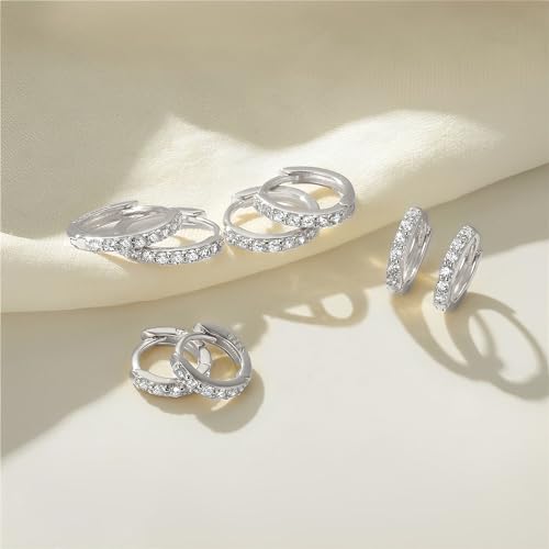 Silver Hoop Earrings Set: 4 Pairs for Women