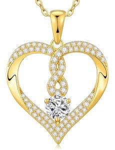 Infinity Heart Birthstone Necklace in 18k Gold Plated