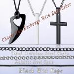 Men's Black and Silver Stainless Steel Cross Pendant Necklace