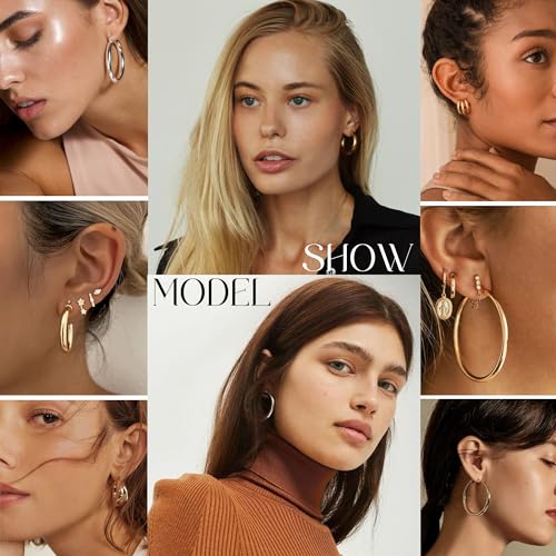 36 Pairs Gold Hoop Earrings Set - Fashion Jewelry