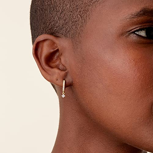 14K Gold Plated Huggie Dangle Hoop Earrings