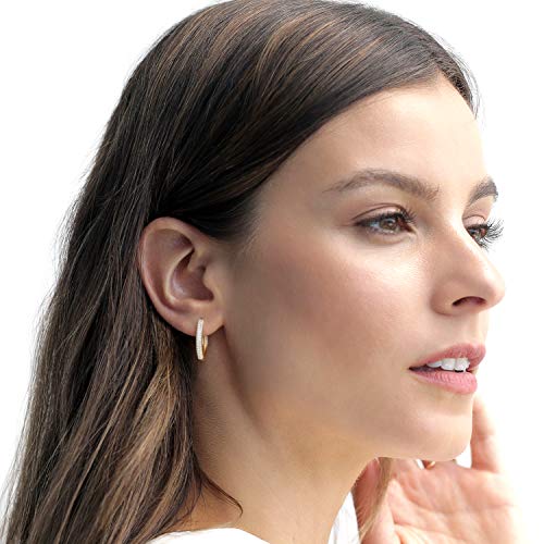 14K Gold Plated Cubic Zirconia Hoop Earrings