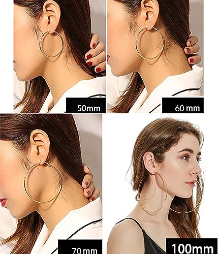 Golden Hoop Earrings Set for Women, 3 Colors