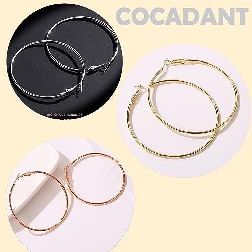 Golden Hoop Earrings Set for Women, 3 Colors