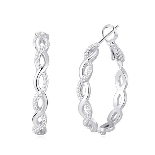 Twisted Hoop Earrings with Cubic Zirconia (30MM)