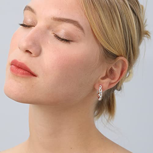Twisted Hoop Earrings with Cubic Zirconia (30MM)