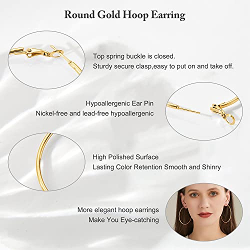 Gold Plated Large Hoop Earrings Set - Hypoallergenic