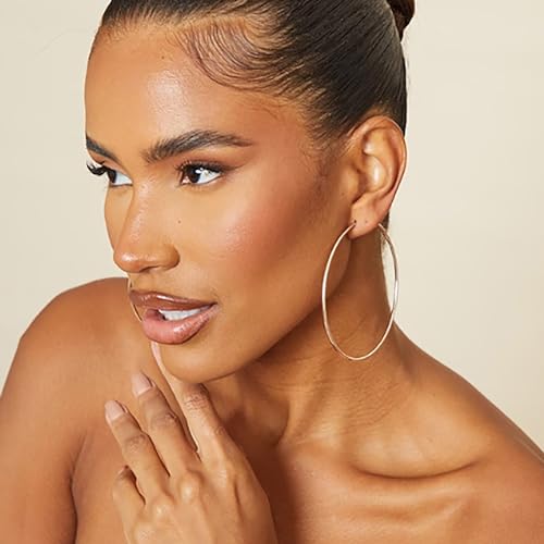 3 Pairs XL Gold Hoop Earrings Set for Women